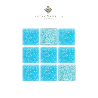 Mosaico Veneciano Mezcla Azul Acapulco Stella (80% A03 + 20% A03B) 2x2 cm - Vetro Venezia