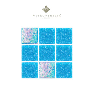 Mosaico Veneciano Mezcla Azul Cancún Stella, (80% B011 + 20% B011B) 2x2 cm - Vetro Venezia