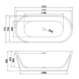 Tina minimalista Mykonos negro Kand